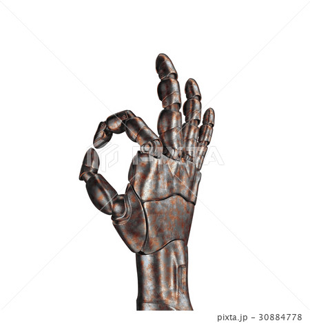 The old robot arm is scratched. 3d rendering. On a The old robot arm is scratched. 3d rendering. On a 30884778