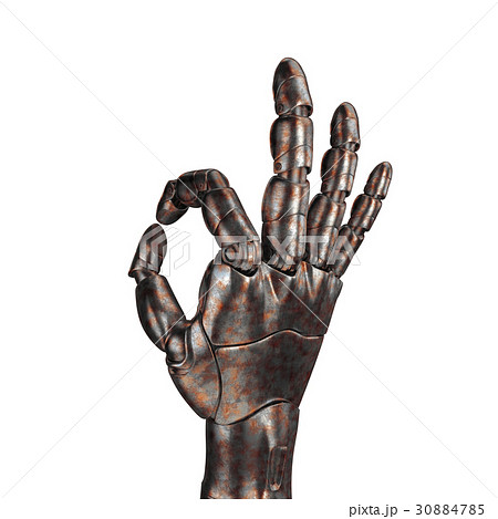 The old robot arm is scratched. 3d rendering. On a The old robot arm is scratched. 3d rendering. On a 30884785