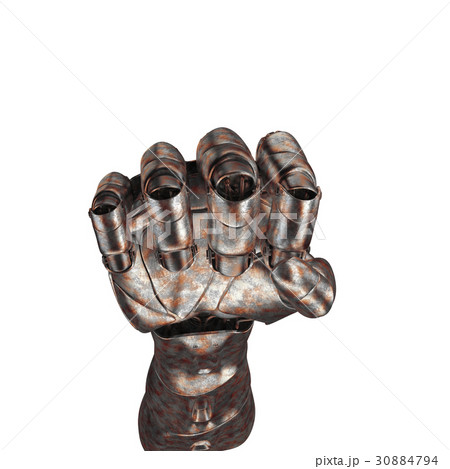 The old robot arm is scratched. 3d rendering. On a 30884794