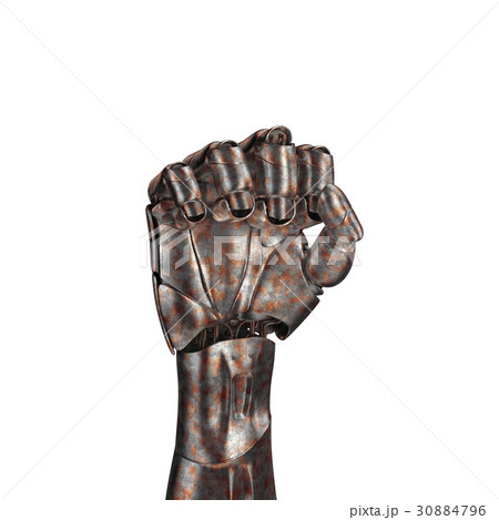 The old robot arm is scratched. 3d rendering. On a The old robot arm is scratched. 3d rendering. On a 30884796