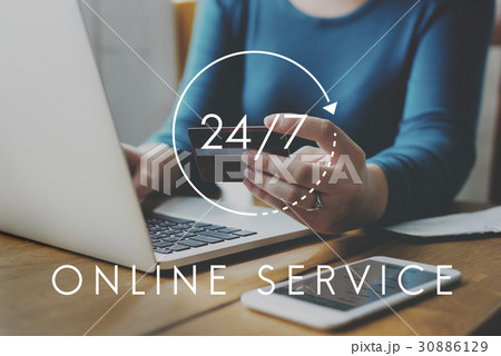 24/7 Help desk customer service overlay 30886129