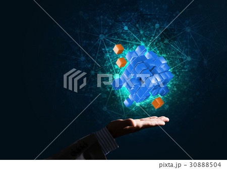 Idea of new technologies and integration presented by cube figure 30888504