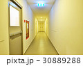 walkway Exit fire escape door with signs. 30889288