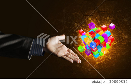 Idea of new technologies and integration presented by cube figure Idea of new technologies and integration presented by cube figure 30890352