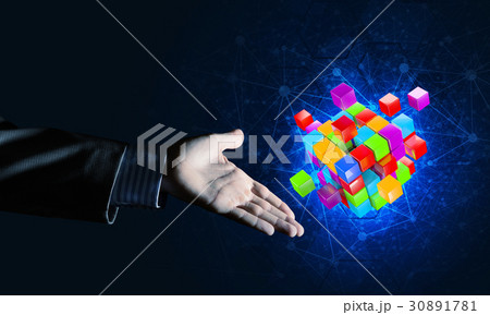 Idea of new technologies and integration presented by cube figure Idea of new technologies and integration presented by cube figure 30891781
