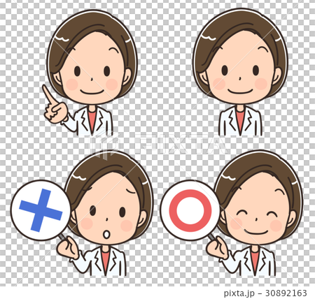女性医師のアイコン風イラストのセット 30892163