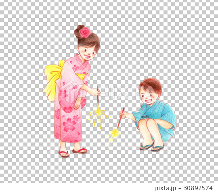 煙花兒童白色背景 30892574
