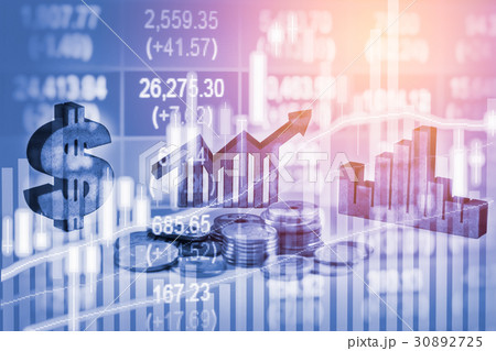 Double exposure business props on stock financial  Double exposure business props on stock financial  30892725