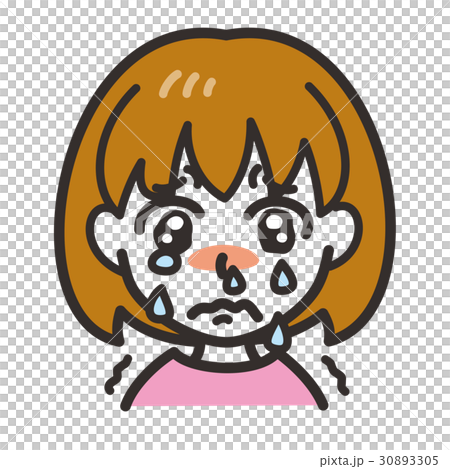 女の子 表情 むせび泣くのイラスト素材