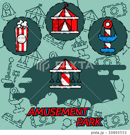 Amusement park flat concept icons 30893553