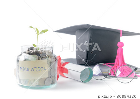 seedling with education money savings in a glass jar 30894320