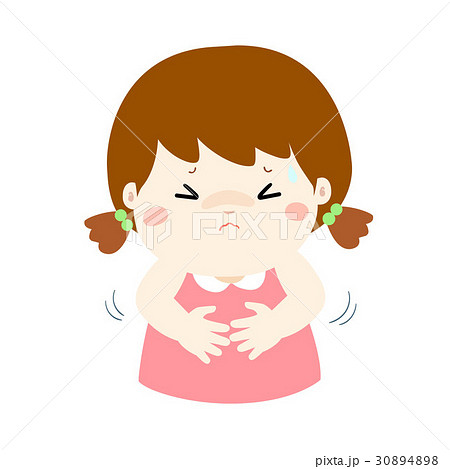 Little girl having stomach ache cartoon vector. - Stock Illustration  [30894898] - PIXTA