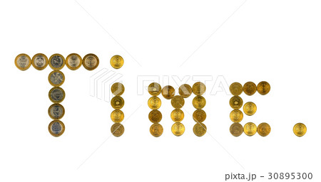 "Time" is laid out with coins. "Time" is laid out with coins. 30895300