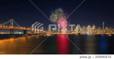 Fireworks' New Year in San Francisco, California, USA 30896870