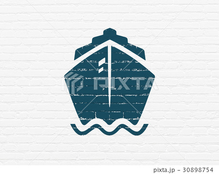 Vacation concept: Ship on wall background 30898754