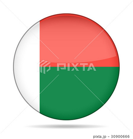 Flag of Madagascar. Shiny round button.