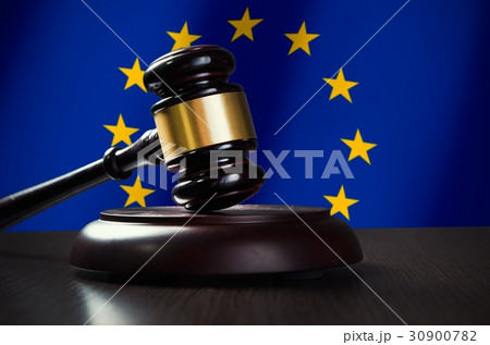 Wooden gavel with European Union flag Wooden gavel with European Union flag 30900782