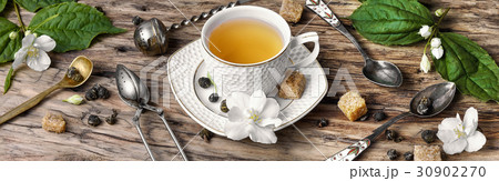 poster with tea with Jasmine flowers 30902270