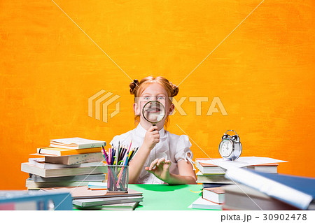 Teen girl with lot of books Teen girl with lot of books 30902478