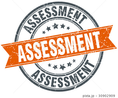 assessment round grunge ribbon stamp 30902909