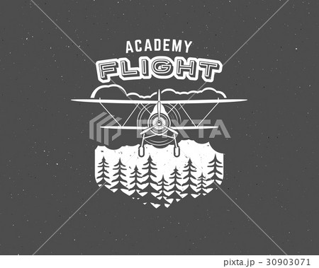 Vintage airplane emblem. Biplane label. Retro 30903071