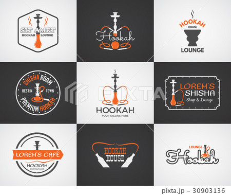 Hookah labels, badges and design elements 30903136