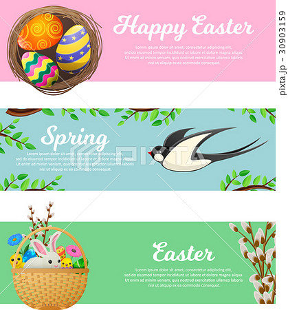 Spring and Happy Easter Vector Web Banners Set Spring and Happy Easter Vector Web Banners Set 30903159
