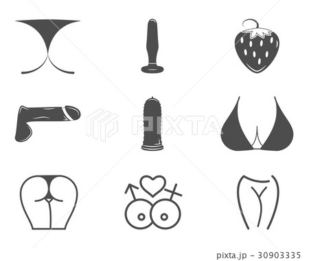 Collection of cute Sex shop icons. Sexual symbols Collection of cute Sex shop icons. Sexual symbols 30903335