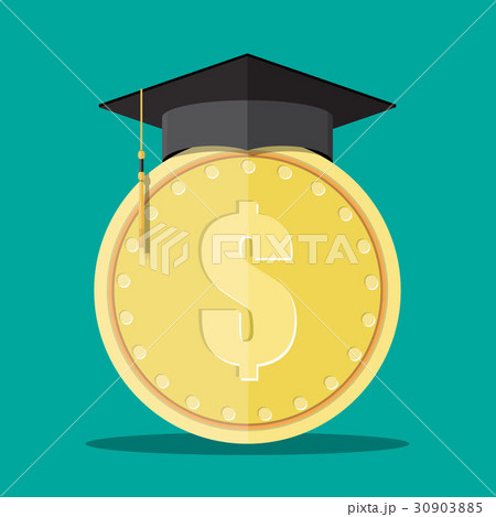 Graduation cap and gold coin 30903885