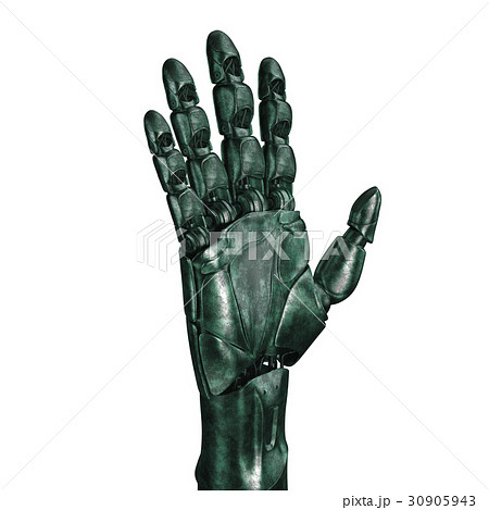 The old robot arm is scratched. 3d rendering. On a The old robot arm is scratched. 3d rendering. On a 30905943