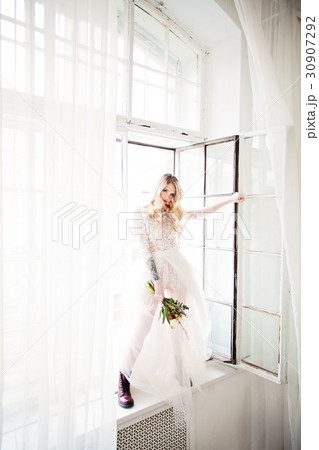 Beautiful Blonde Woman Fiancee with Hairstyle Beautiful Blonde Woman Fiancee with Hairstyle 30907292