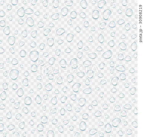 Realistic transparent Water drops. Vector 30908219