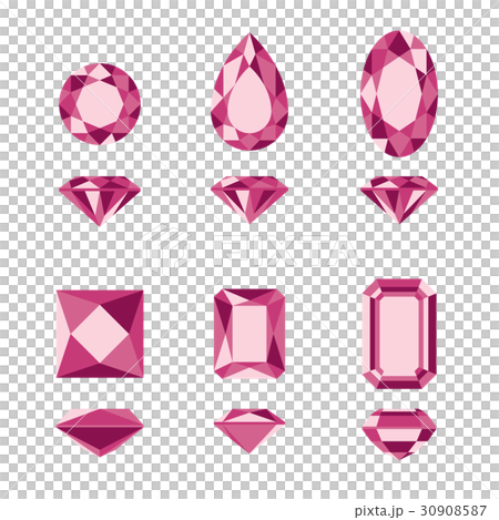 Red gemstones and diamonds shapes Red gemstones and diamonds shapes 30908587