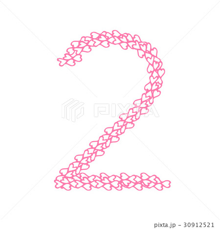 The letter number two or 2, in the alphabet Heart 30912521