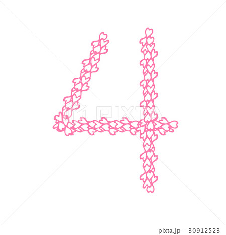 The letter number four or 4, in the alphabet Heart 30912523