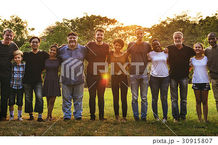 Group of people support unity arm around together 30915807
