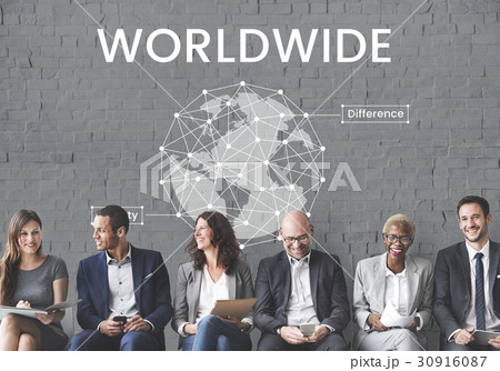 Network graphic overlay banner on wall 30916087