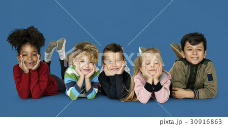 Little Children Laying Down Cheerful Little Children Laying Down Cheerful 30916863