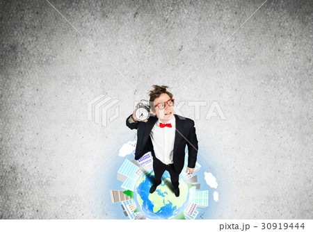 Comic businessman in red glasses Comic businessman in red glasses 30919444