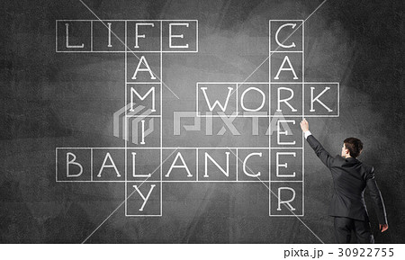 Seminar trainer draw on chalkboard 30922755