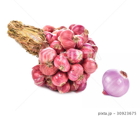 Bunch of small thai red onions on white background 30923675