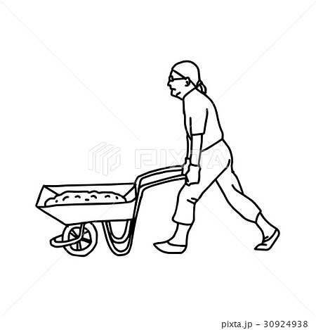 Construction worker pushing a wheelbarrow Construction worker pushing a wheelbarrow 30924938