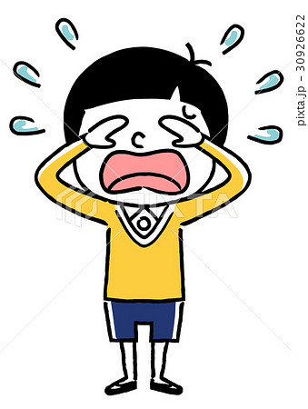 男の子 悲しい 涙 泣くのイラスト素材
