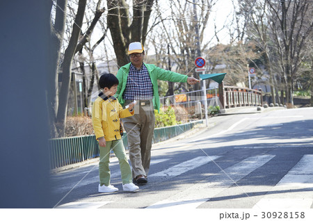 おつかい 横断歩道を渡る男の子 おつかい 横断歩道を渡る男の子 30928158