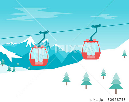 Cartoon Car Cabins Cableway In Mountains Vectorのイラスト素材