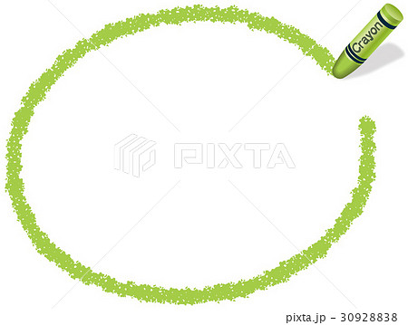 クレヨン手書きフレーム 2 黄緑色のイラスト素材 3092