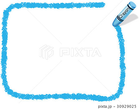 クレヨン手書きフレーム 青のイラスト素材 [30929025] - PIXTA