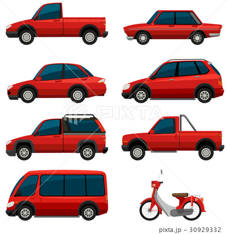 Different types of transports in red color 30929332