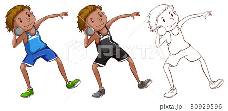 Doodle character for man doing shotput Doodle character for man doing shotput 30929596