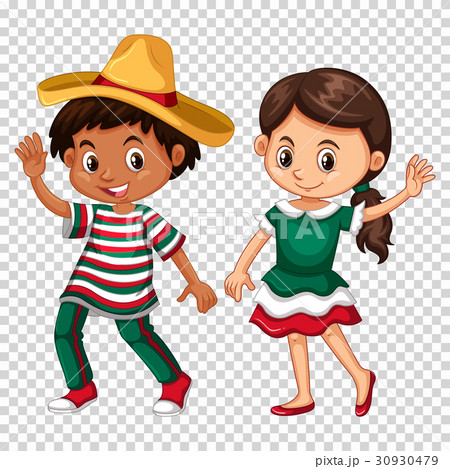Mexican boy and girl on transparent background 30930479